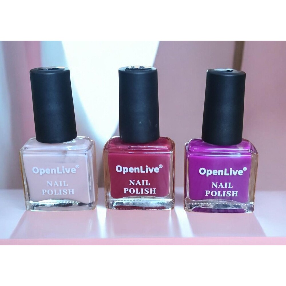 OpenLive Nail Polish 3 Pack Gloss Nude Red Purple Multicolor ZB04 ZB22 ZB17 Pink
